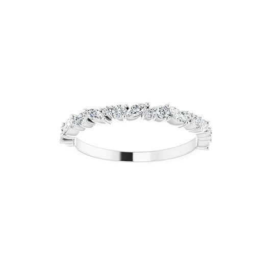 Marquise Round Half Eternity Band in white gold, front view