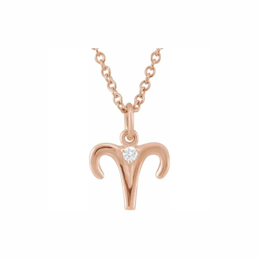 Mini Zodiac Pendant, Aries sign in rose gold