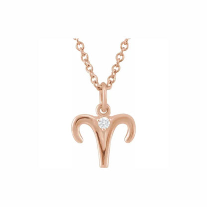 Mini Zodiac Pendant, Aries sign in rose gold