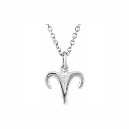 Mini Zodiac Pendant, Aries sign in white gold