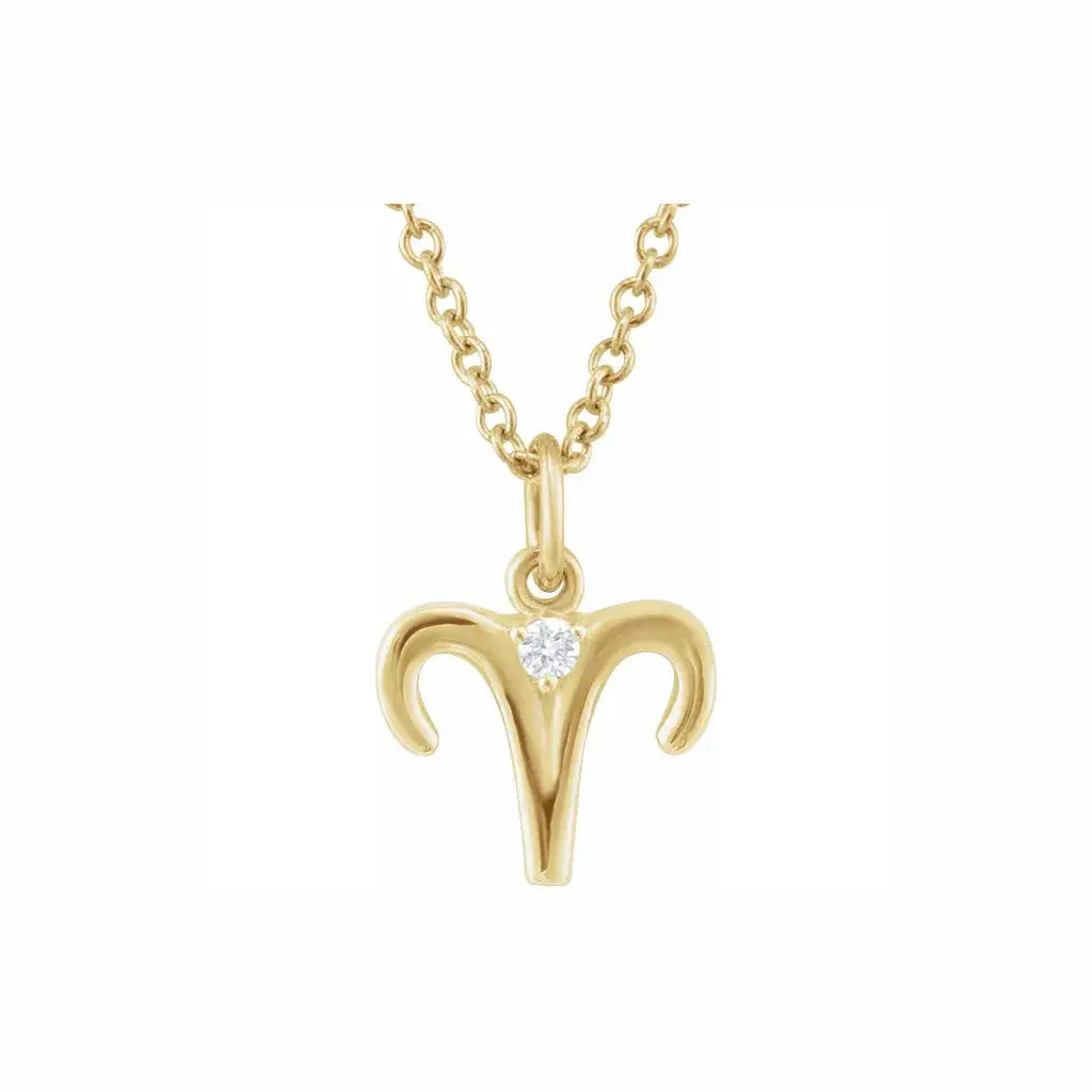 Mini Zodiac Pendant, Aries sign in yellow gold
