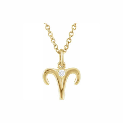 Mini Zodiac Pendant, Aries sign in yellow gold