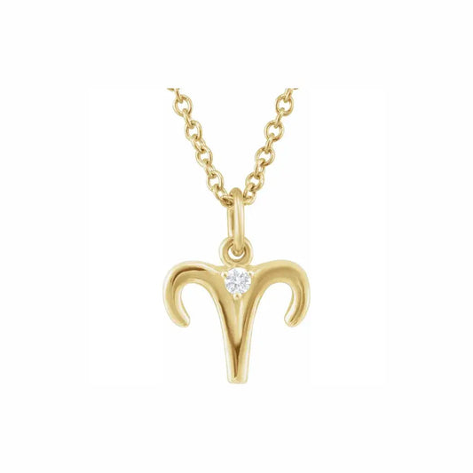 Mini Zodiac Pendant, Aries sign in yellow gold