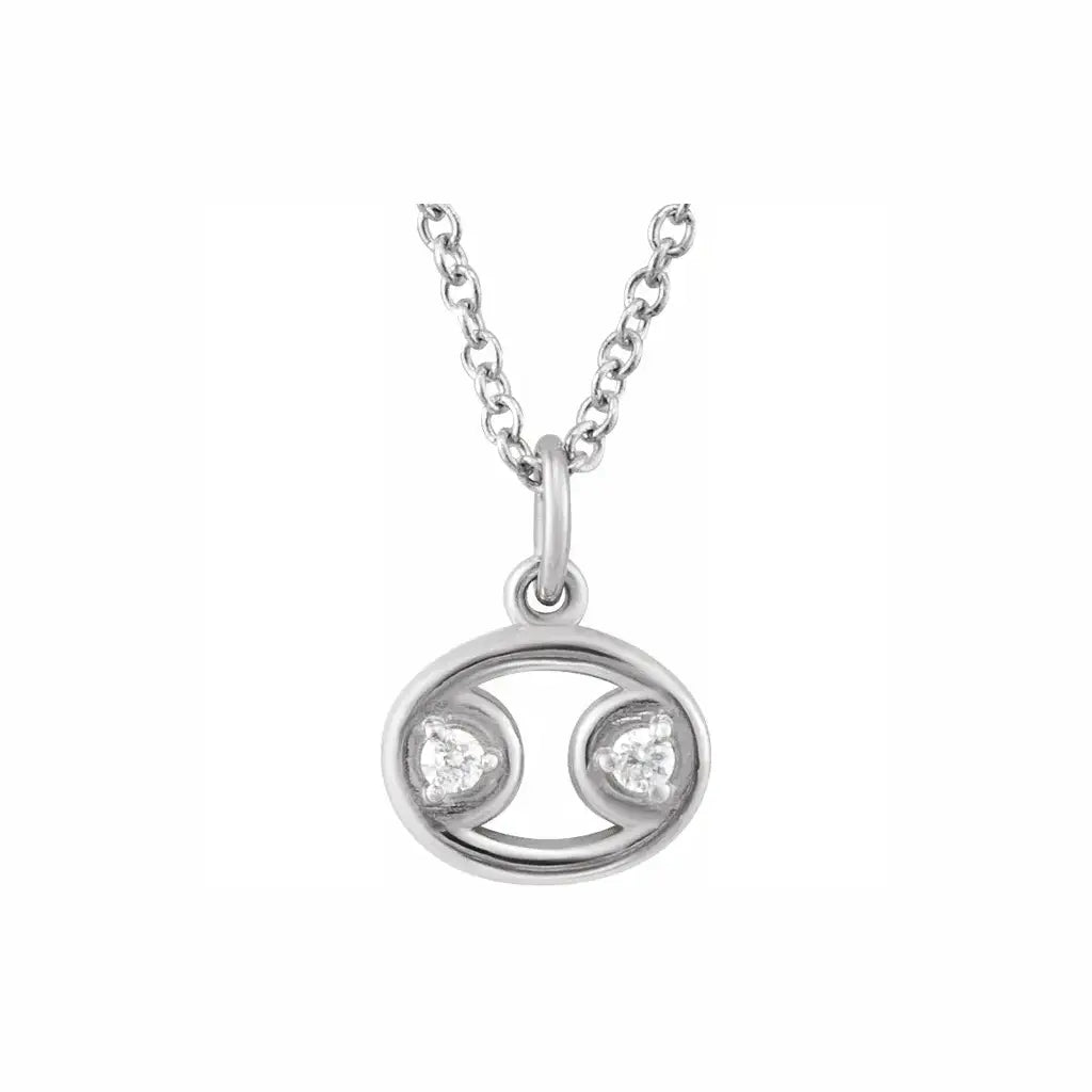 Mini Zodiac Pendant, Cancer sign in white gold