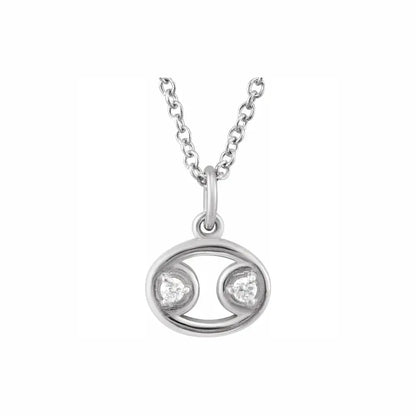 Mini Zodiac Pendant, Cancer sign in white gold