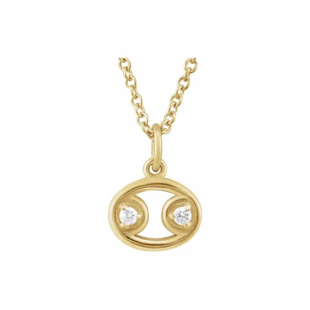 Mini Zodiac Pendant, Cancer sign in yellow gold