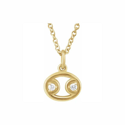 Mini Zodiac Pendant, Cancer sign in yellow gold
