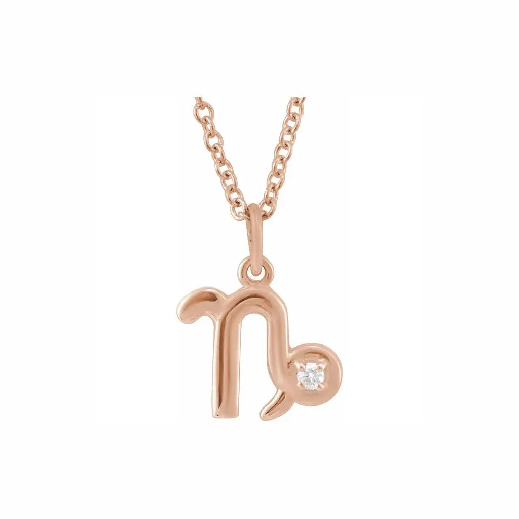 Mini Zodiac Pendant, Capricorn sign in rose gold