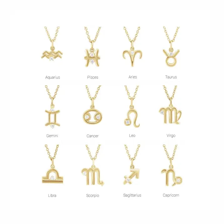 Mini Zodiac Pendant, chart of all styles
