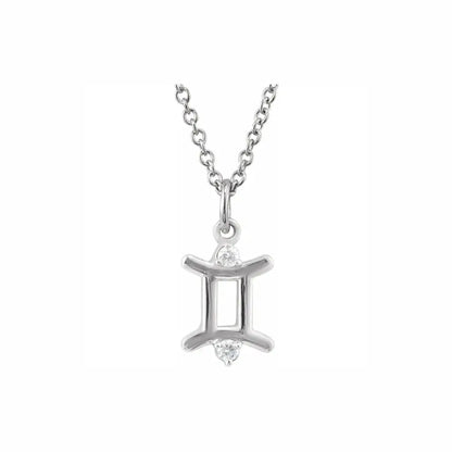 Mini Zodiac Pendant, Gemini sign in white gold
