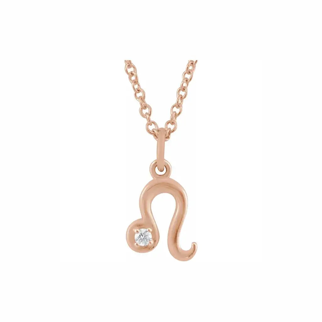 Mini Zodiac Pendant, Leo sign in rose gold