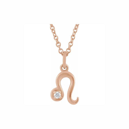 Mini Zodiac Pendant, Leo sign in rose gold