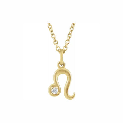 Mini Zodiac Pendant, Leo sign in yellow gold