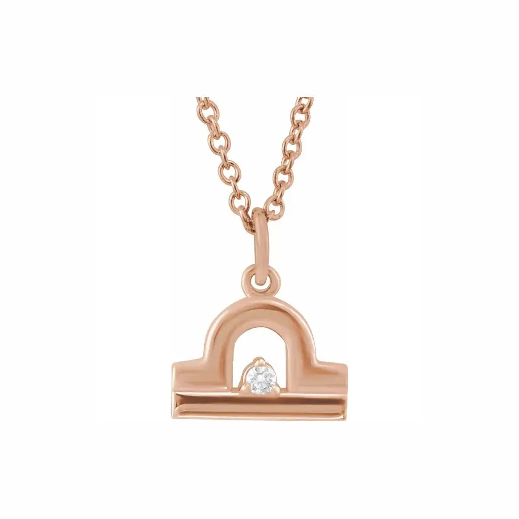 Mini Zodiac Pendant, Libra sign in rose gold