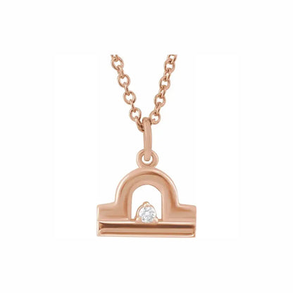 Mini Zodiac Pendant, Libra sign in rose gold