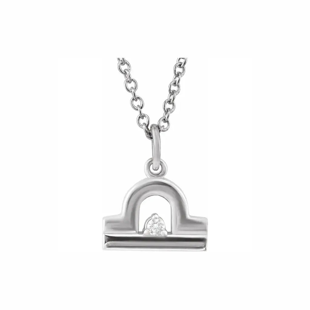 Mini Zodiac Pendant, Libra sign in white gold