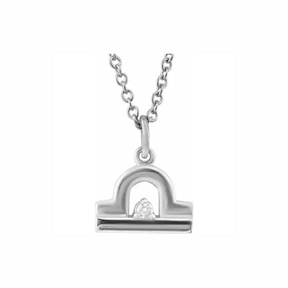 Mini Zodiac Pendant, Libra sign in white gold