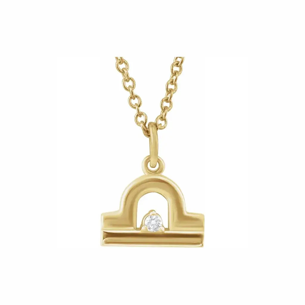 Mini Zodiac Pendant, Libra sign in yellow gold