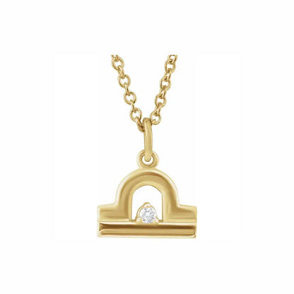 Mini Zodiac Pendant, Libra sign in yellow gold