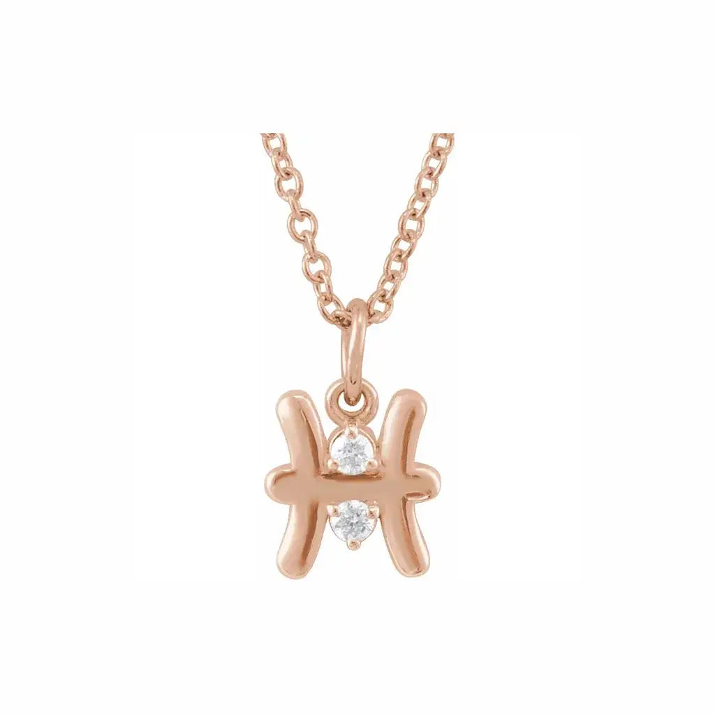 Mini Zodiac Pendant, Pisces sign in rose gold