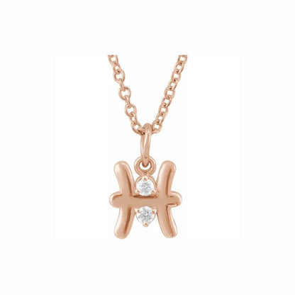 Mini Zodiac Pendant, Pisces sign in rose gold