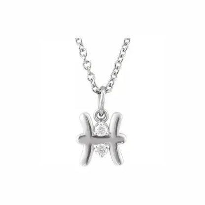 Mini Zodiac Pendant, Pisces sign in white gold