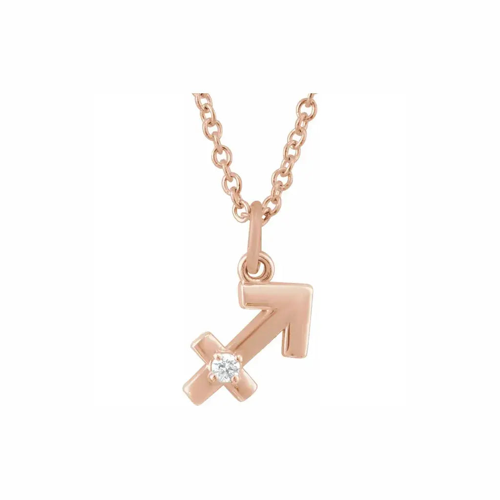 Mini Zodiac Pendant, Sagittarius sign in rose gold