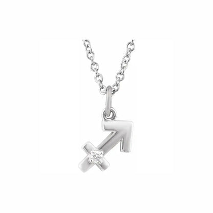 Mini Zodiac Pendant, Sagittarius sign in white gold