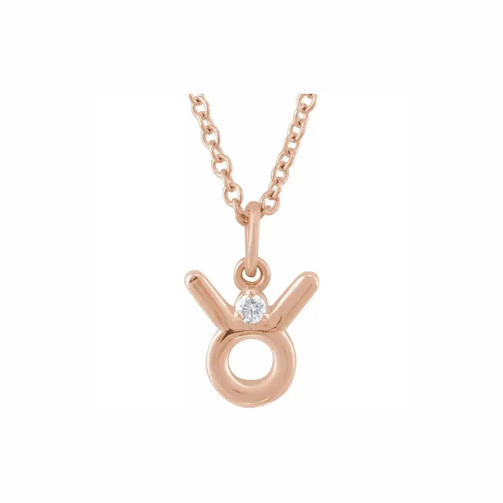 Mini Zodiac Pendant, Taurus sign in rose gold