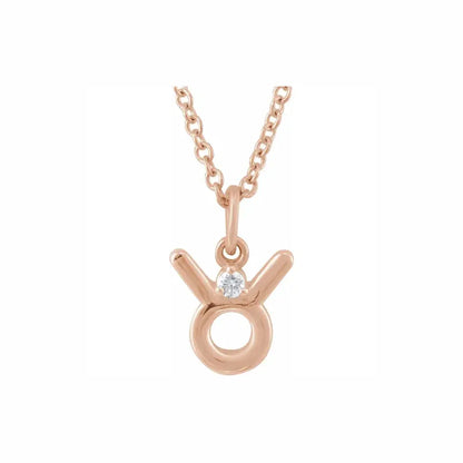 Mini Zodiac Pendant, Taurus sign in rose gold