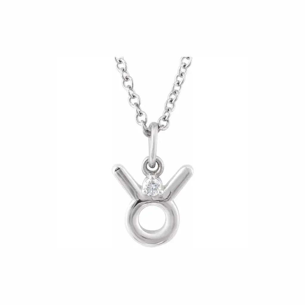 Mini Zodiac Pendant, Taurus sign in white gold