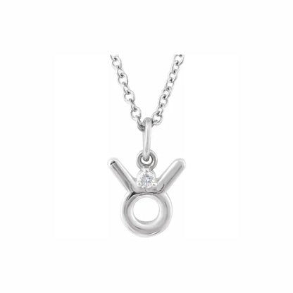 Mini Zodiac Pendant, Taurus sign in white gold