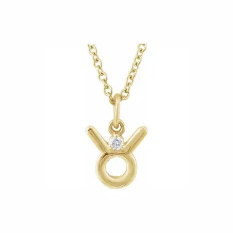 Mini Zodiac Pendant, Taurus sign in yellow gold
