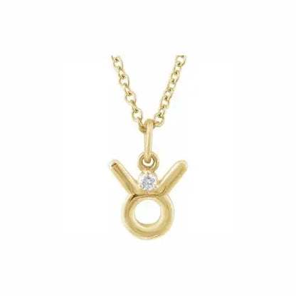 Mini Zodiac Pendant, Taurus sign in yellow gold