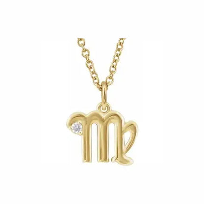 Mini Zodiac Pendant, Virgo sign in yellow gold