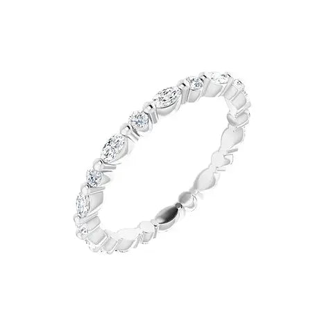 Mixed Shape Eternity Band in white gold, angled view