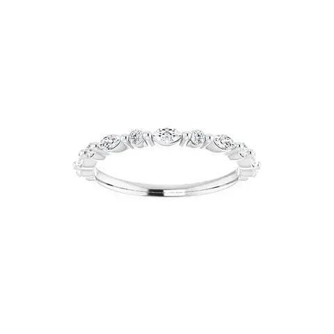 Mixed Shape Half Eternity Band in white gold, front view