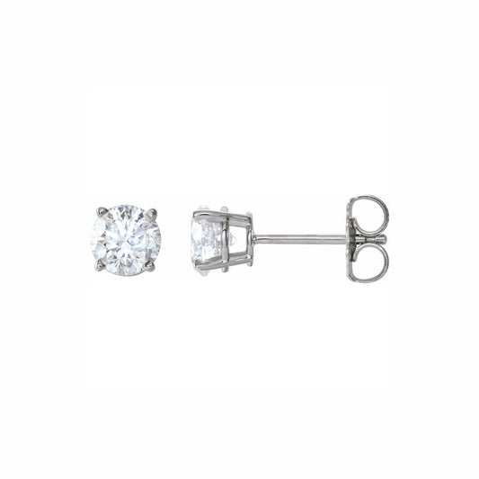 Natural Diamond Studs in white gold, front and side view