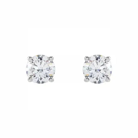Natural Diamond Studs in white gold, front view