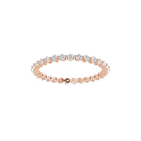 Petite Single Prong Eternity in rose gold, front view