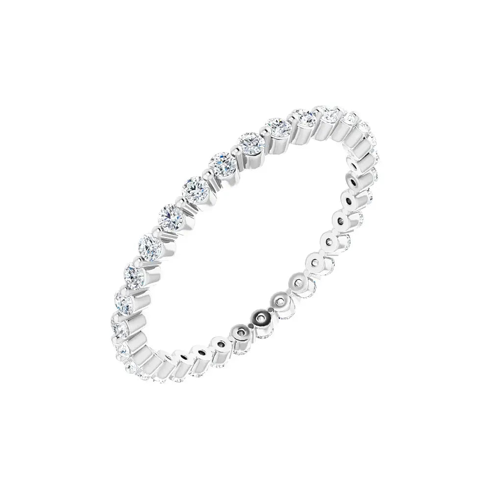 Petite Single Prong Eternity in white gold, angled view