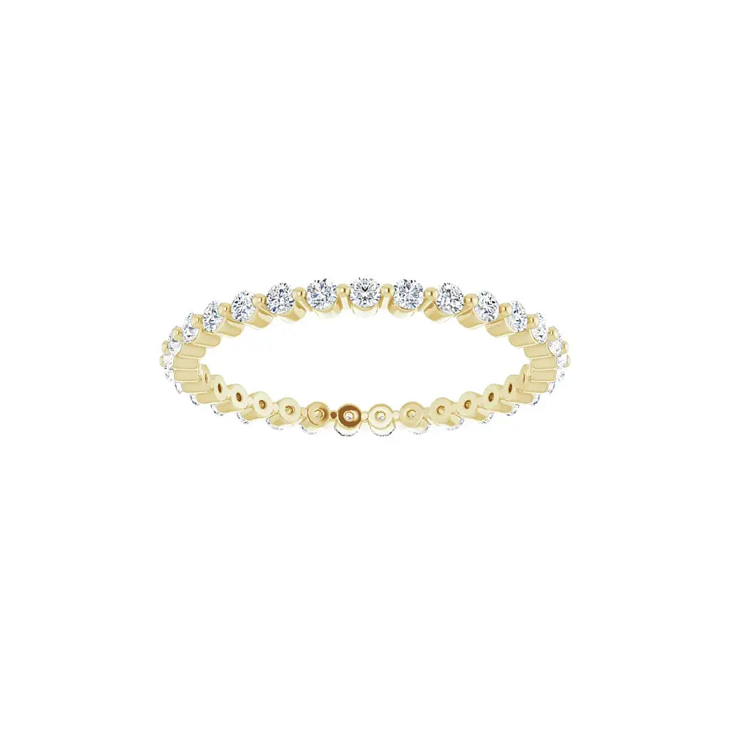 Petite Single Prong Eternity in yellow gold, front view