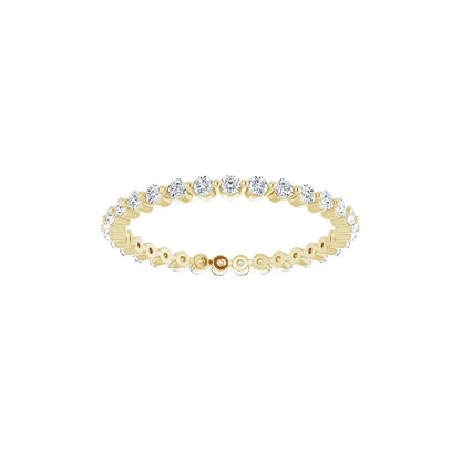 Petite Single Prong Eternity in yellow gold, front view