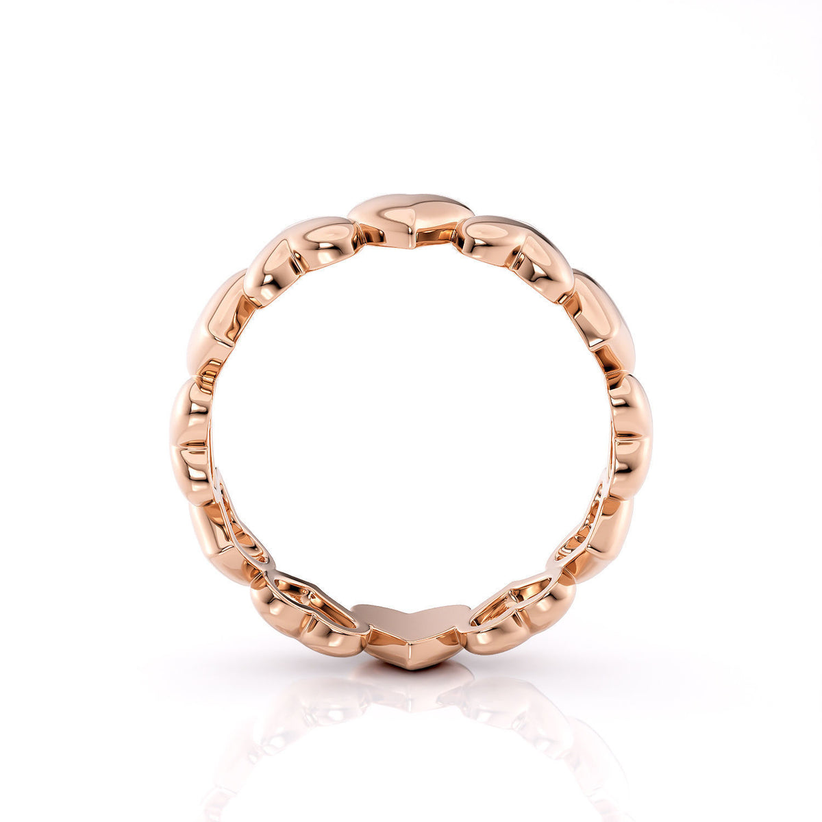 Puffy Hearts Ring in rose gold, top view
