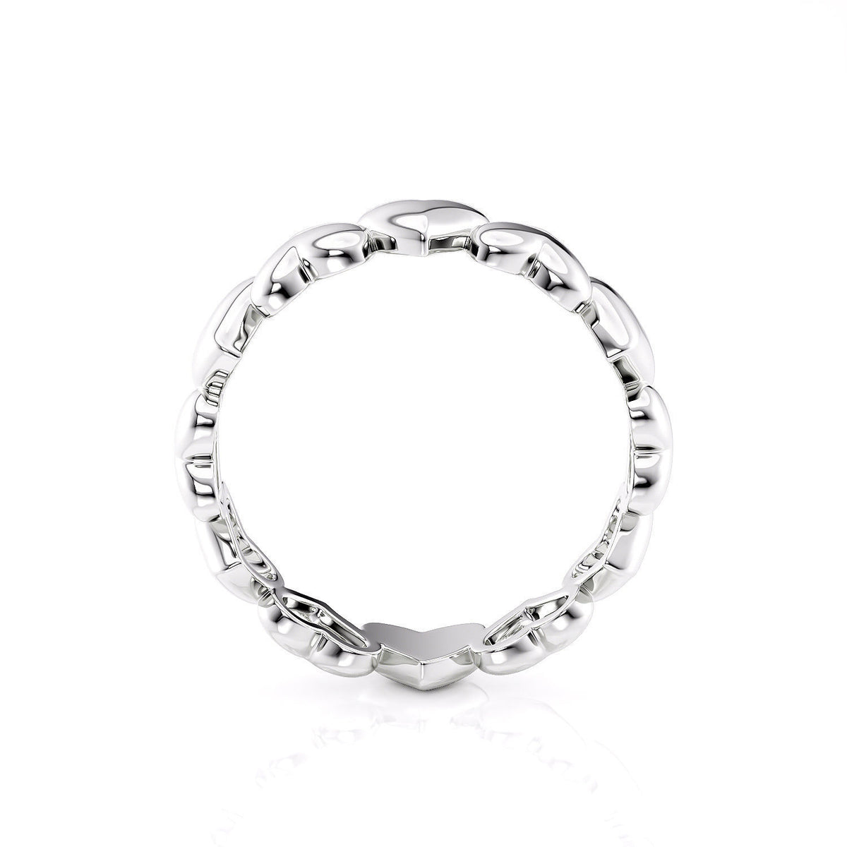 Puffy Hearts Ring in white gold, top view