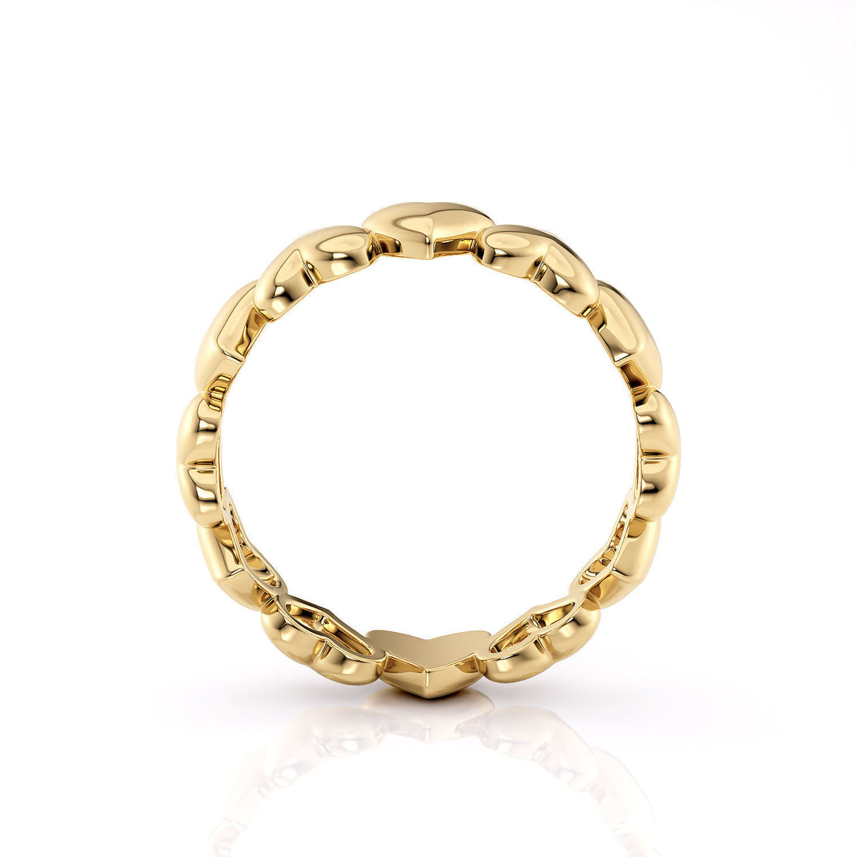 Puffy Hearts Ring in yellow gold, top view