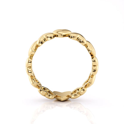 Puffy Hearts Ring in yellow gold, top view