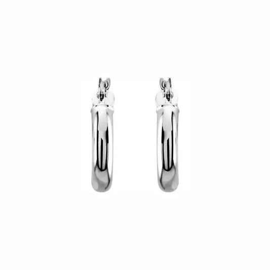 Ultra light tube hoops in white gold, front view