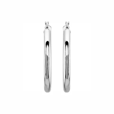 Ultra light tube hoops in white gold, front view
